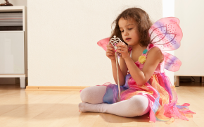 young girl play dress up as a fairy