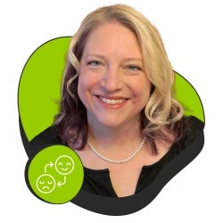 Smiling woman with funky green background