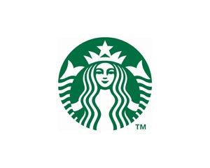 Starbucks Coffee Logo - icon is a green circle with a white stencil of a mermaid who is wearing a crown.