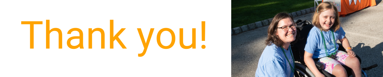 The words: Thank you! next to an image of a mother and daughter smiling