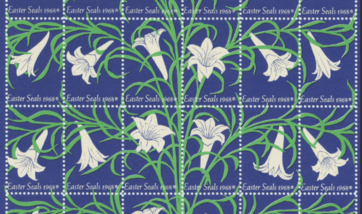 Mailing stamps with illustrated white lilies. "Easter Seals 1968"
