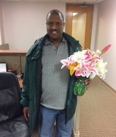 James with flowers