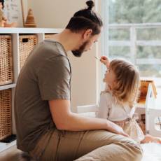 man with toddler